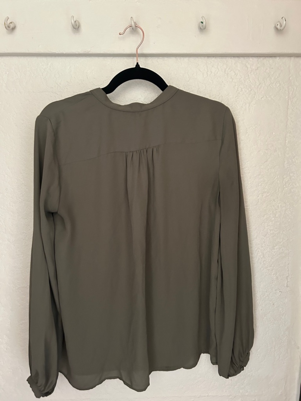 Banana Republic Olive Blouse with Covered Button Placket - Picture 3 of 4